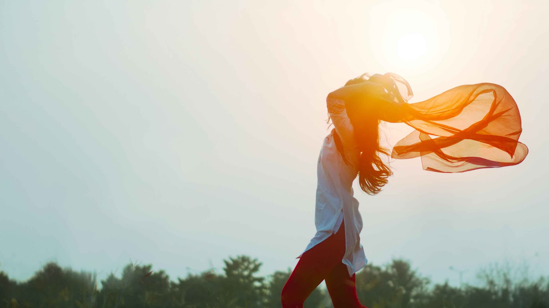 A woman running free