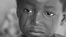 A child in pain crying for help, his parent are killed, he is out in the world wondering, no water no shelter and no food.