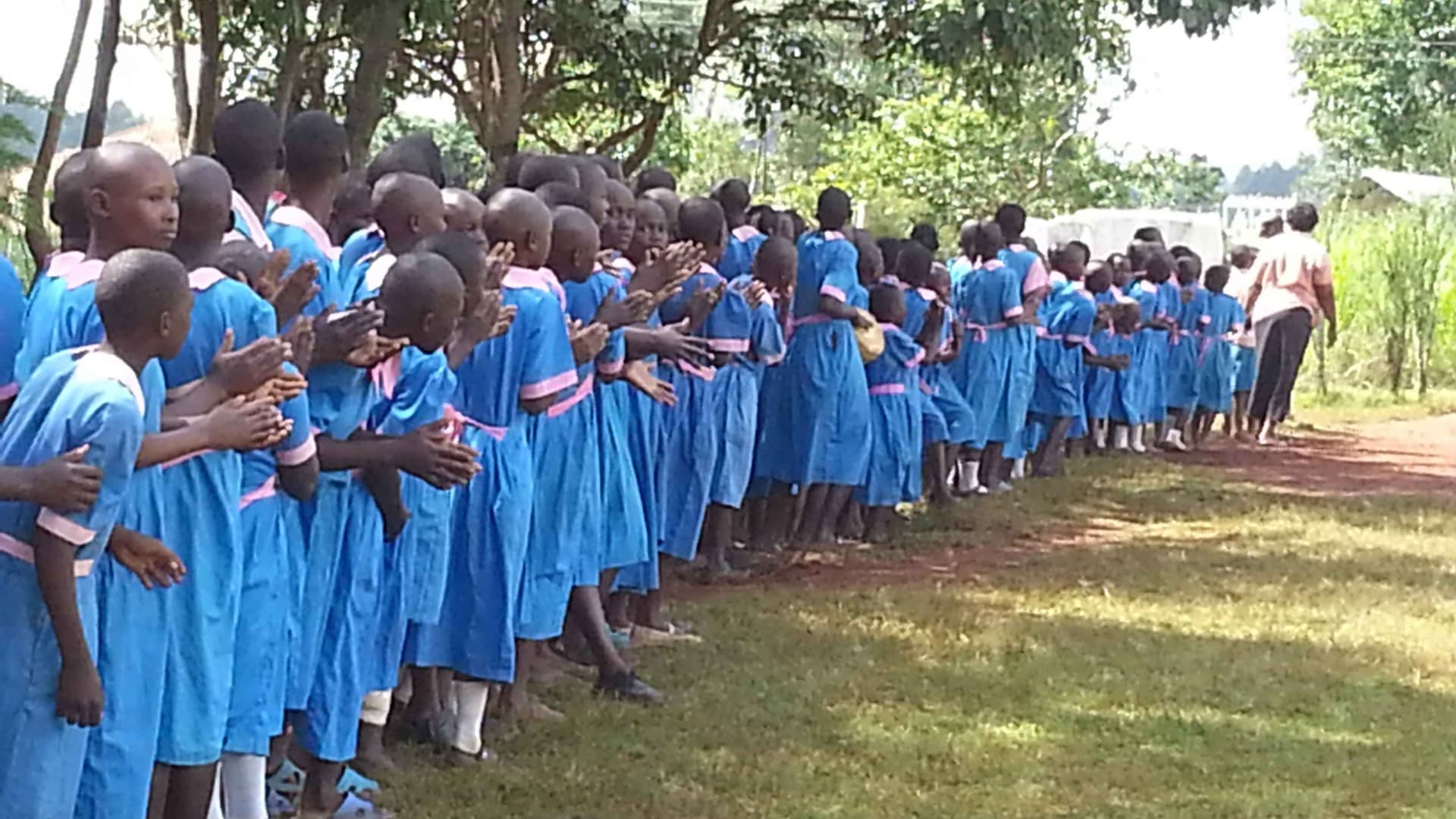 School girls on parade