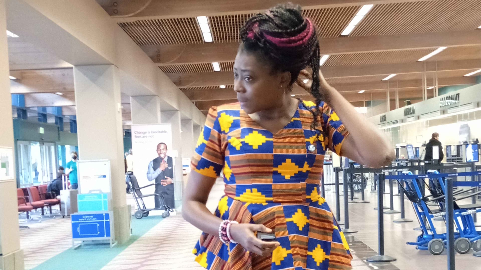 I am at the Eugene Airport, the day after my WILD graduation when I first voiced out my dream of a hospital for Persons with Sickle Cell. I must be thinking the universe now knows, what do you do now to make this dream come true?