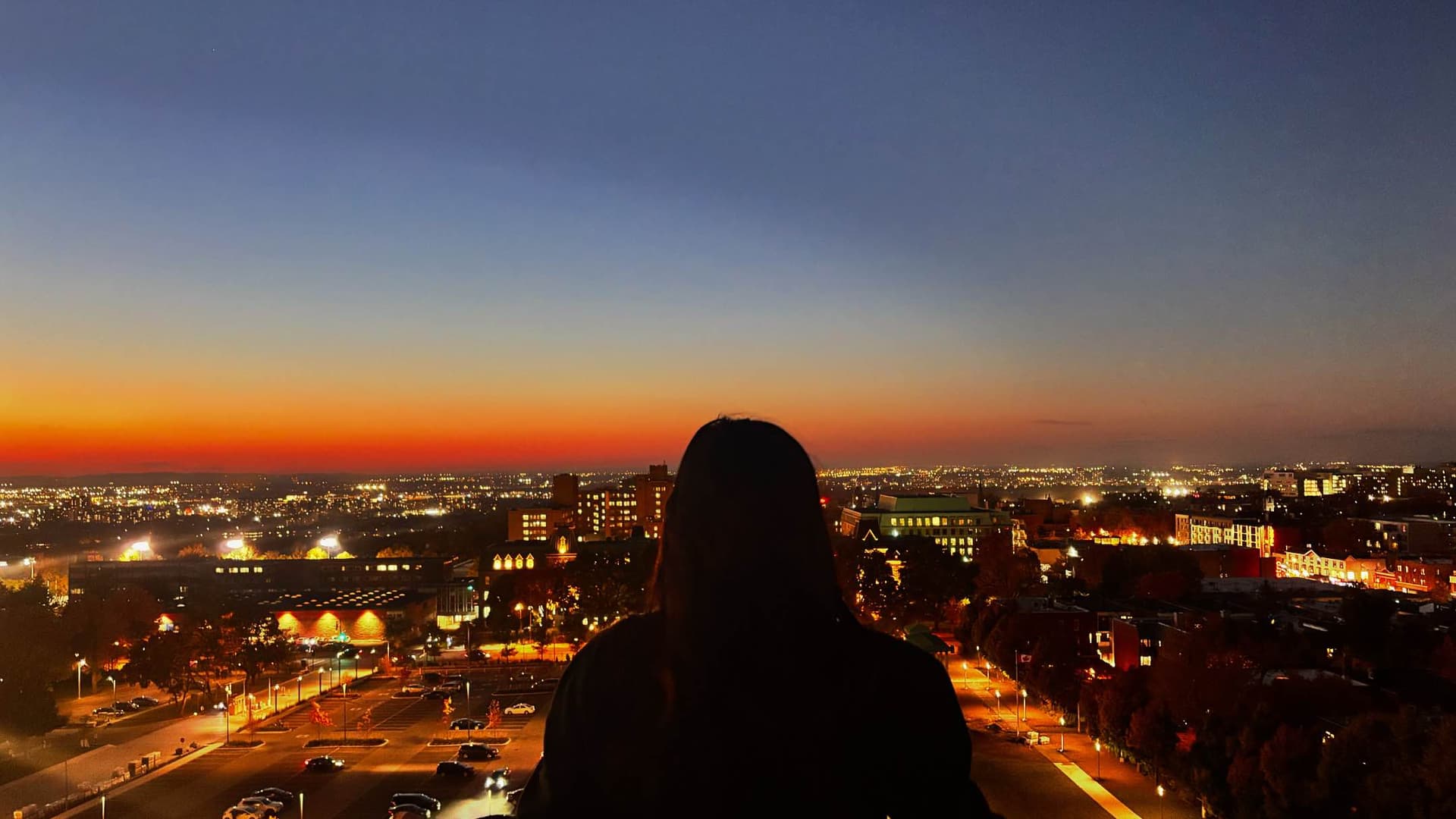 Me enjoying the view at night from L'Oratoire Saint-Joseph du Mont-Royal
