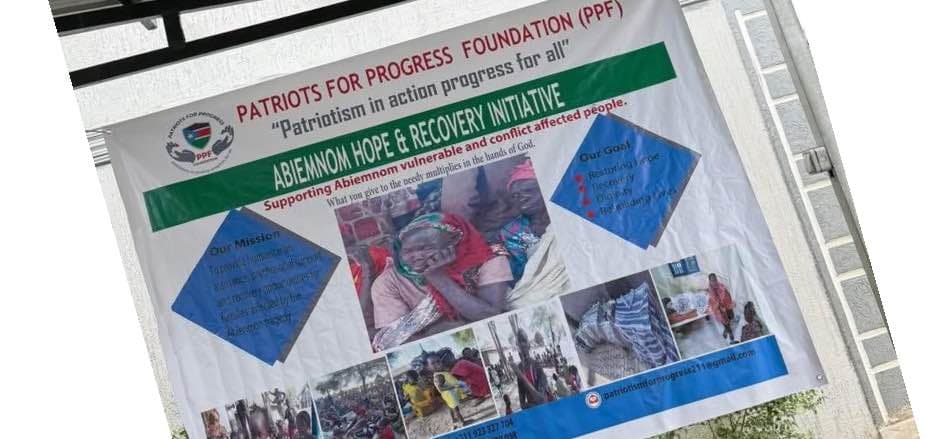 The banner includes information about the Iniative., photos of the affected families and the victims of the massacre, also the photos of the already received donations inform of cloths, shoes, bedsheets  and other essentials for women     