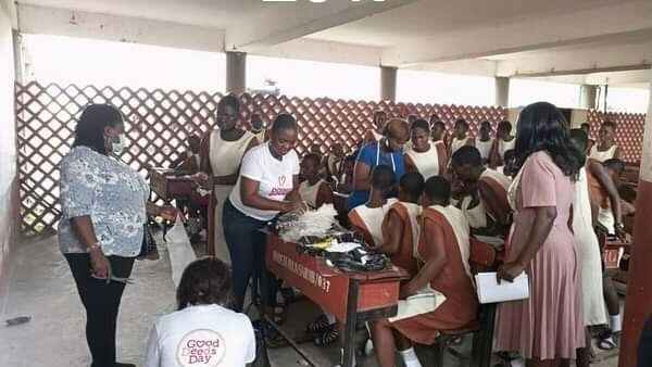 Picture taking during the training of girls to celebrate international Girl Child Day