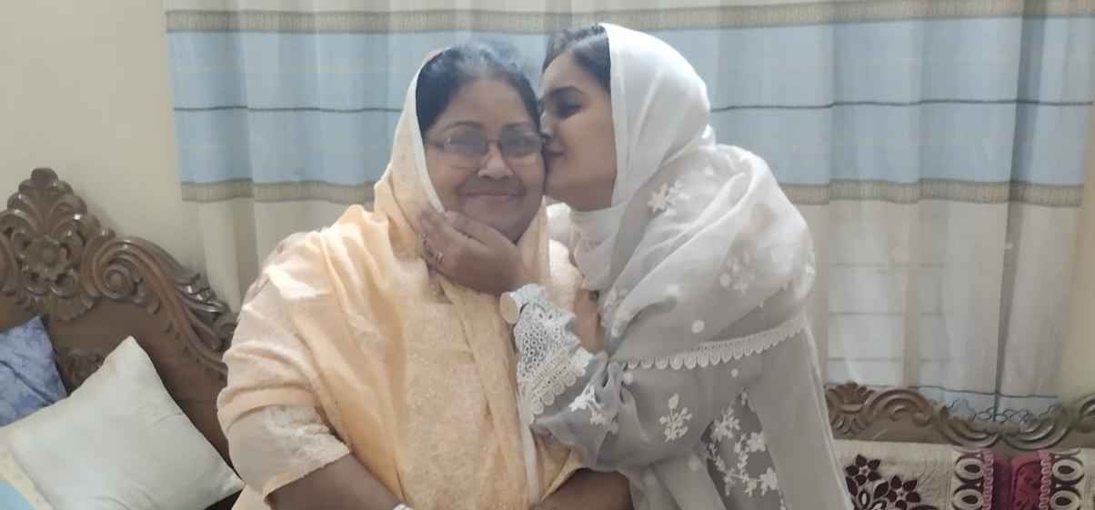 A heartwarming moment between a mother and daughter