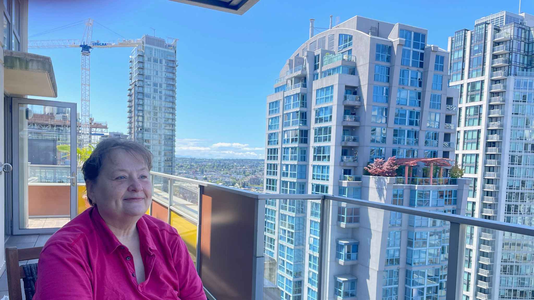 Nina looking out at Vancouver BC, Canada
