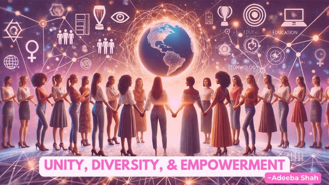 The picture represent unity, empowerment, feminisim and diverse culture among the globe