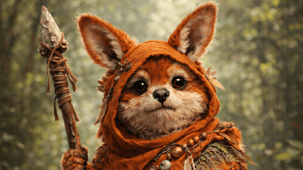 an imaginary cross between an "Ewok" and a kanagroo