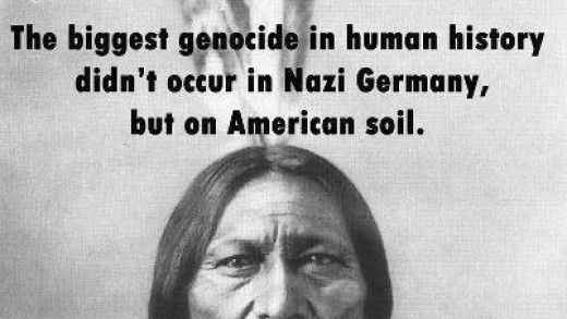 an indigenosu man with the caption about the biggest genocide happened to this American half of the world
