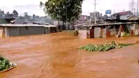 It's of a flood surrounding buildings within towns