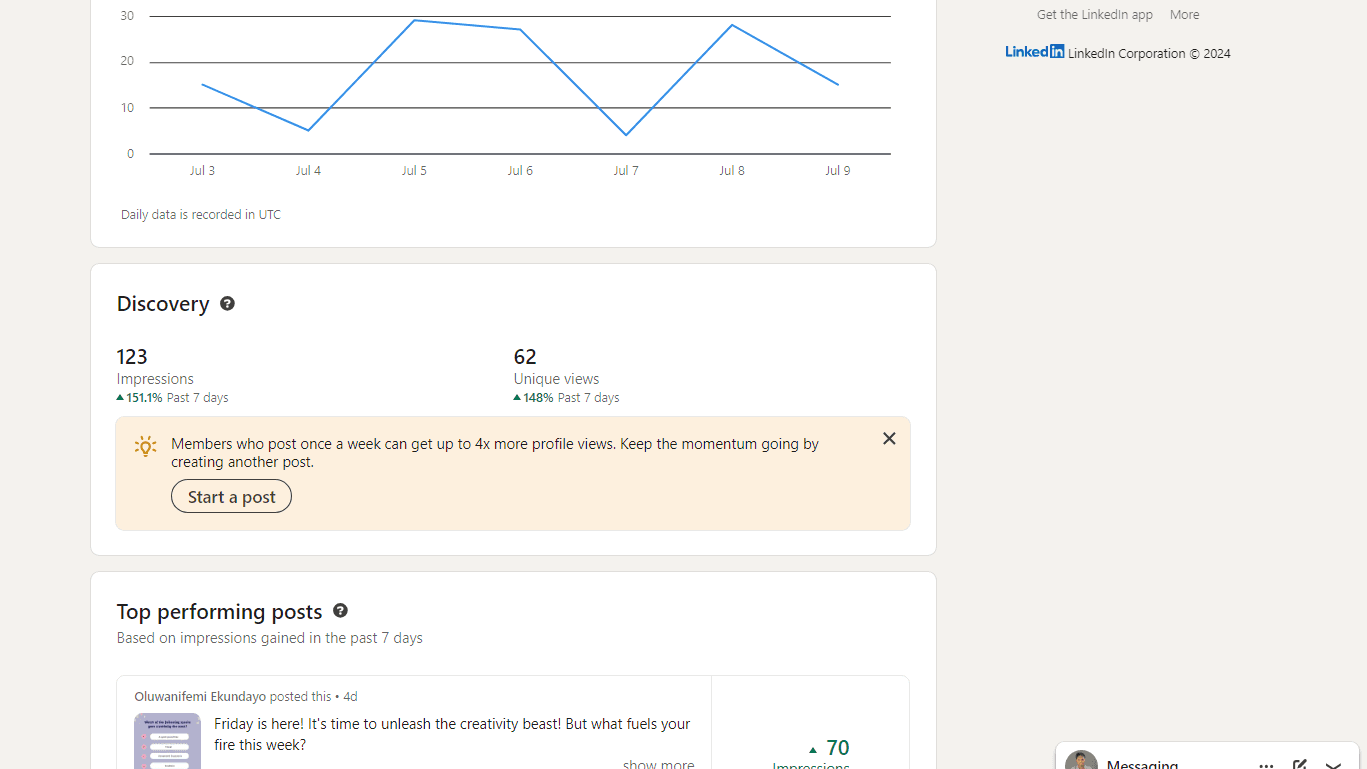 A screenshot of the growth I've made in days, though little, yet something